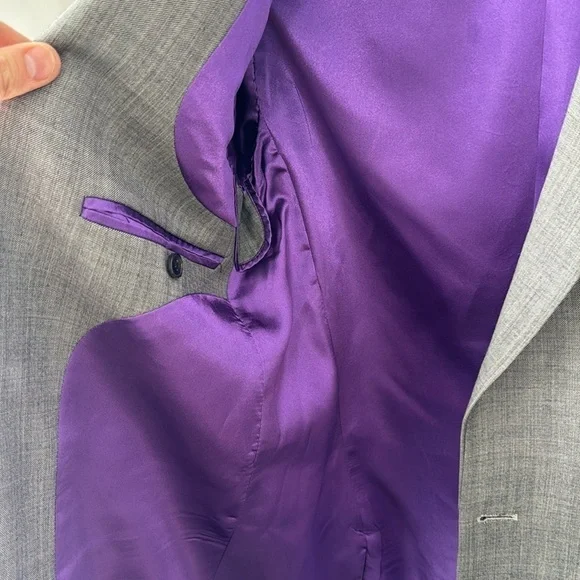LUXURY Athletic Fit Suit Jacket | Grey Sharkskin | 38R - Picture 8 of 10